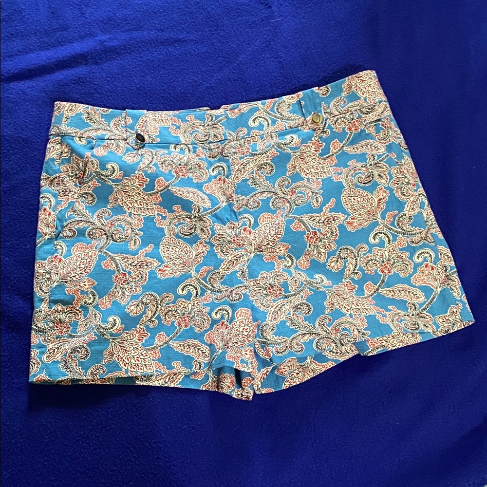 LOFT Blue Paisley-Print Women’s Shorts with Pink Accents size 10 - Picture 2 of 12